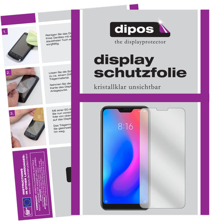 Klare Displayschutzfolie von dipos passend für Xiaomi Redmi 6 Pro, präziser Zuschnitt und blasenfrei montiert