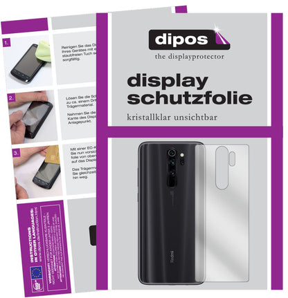Klare Displayschutzfolie von dipos passend für Xiaomi Redmi Note 8 Rückseite, präziser Zuschnitt und blasenfrei montiert