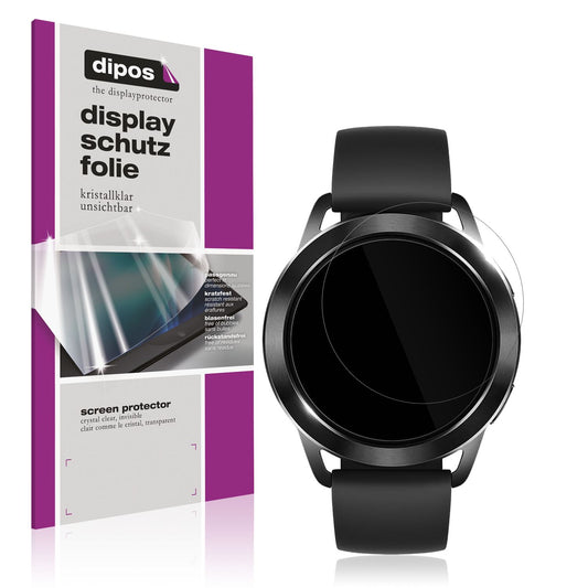 Klare Displayschutzfolie von dipos passend für Xiaomi Watch S3, präziser Zuschnitt und blasenfrei montiert