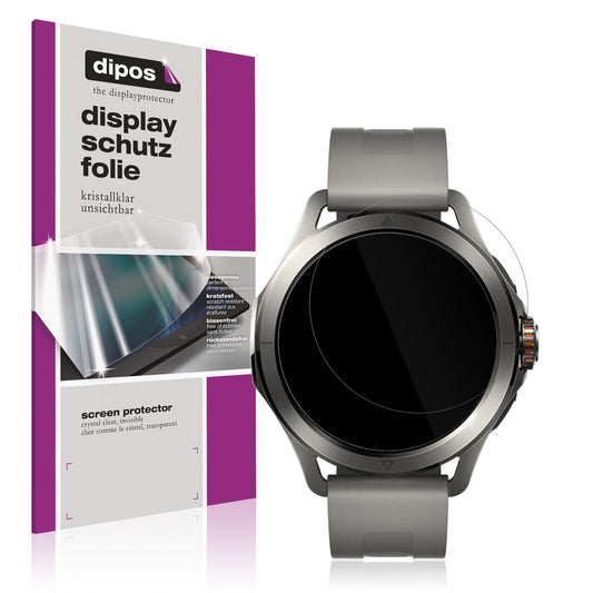 Klare Displayschutzfolie von dipos passend für Xiaomi Watch S4, präziser Zuschnitt und blasenfrei montiert