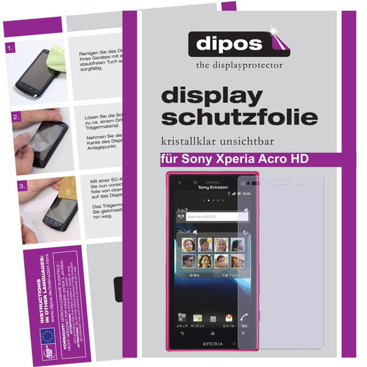 Klare Displayschutzfolie von dipos passend für Xperia Acro HD Sony, präziser Zuschnitt und blasenfrei montiert