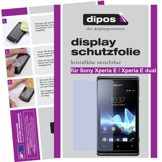 Klare Displayschutzfolie von dipos passend für Xperia E1 / E1 Dual Sony, präziser Zuschnitt und blasenfrei montiert
