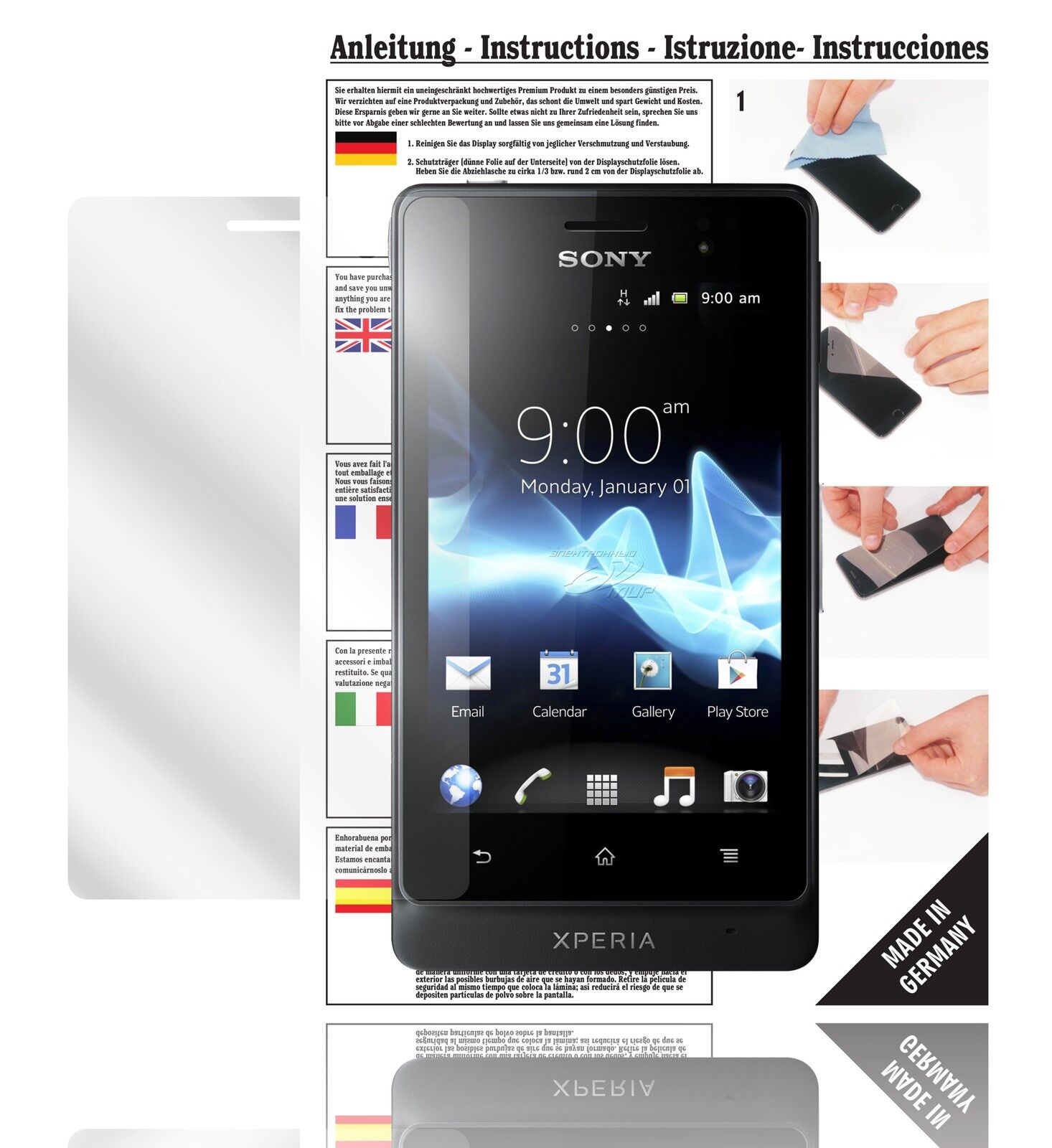 Klare Displayschutzfolie von dipos passend für Xperia Go ST27i Sony, präziser Zuschnitt und blasenfrei montiert