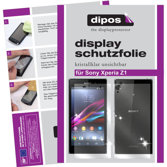 Klare Displayschutzfolie von dipos passend für Xperia Z1 Sony, präziser Zuschnitt und blasenfrei montiert