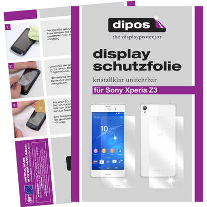 Klare Displayschutzfolie von dipos passend für Xperia Z3 Sony, präziser Zuschnitt und blasenfrei montiert