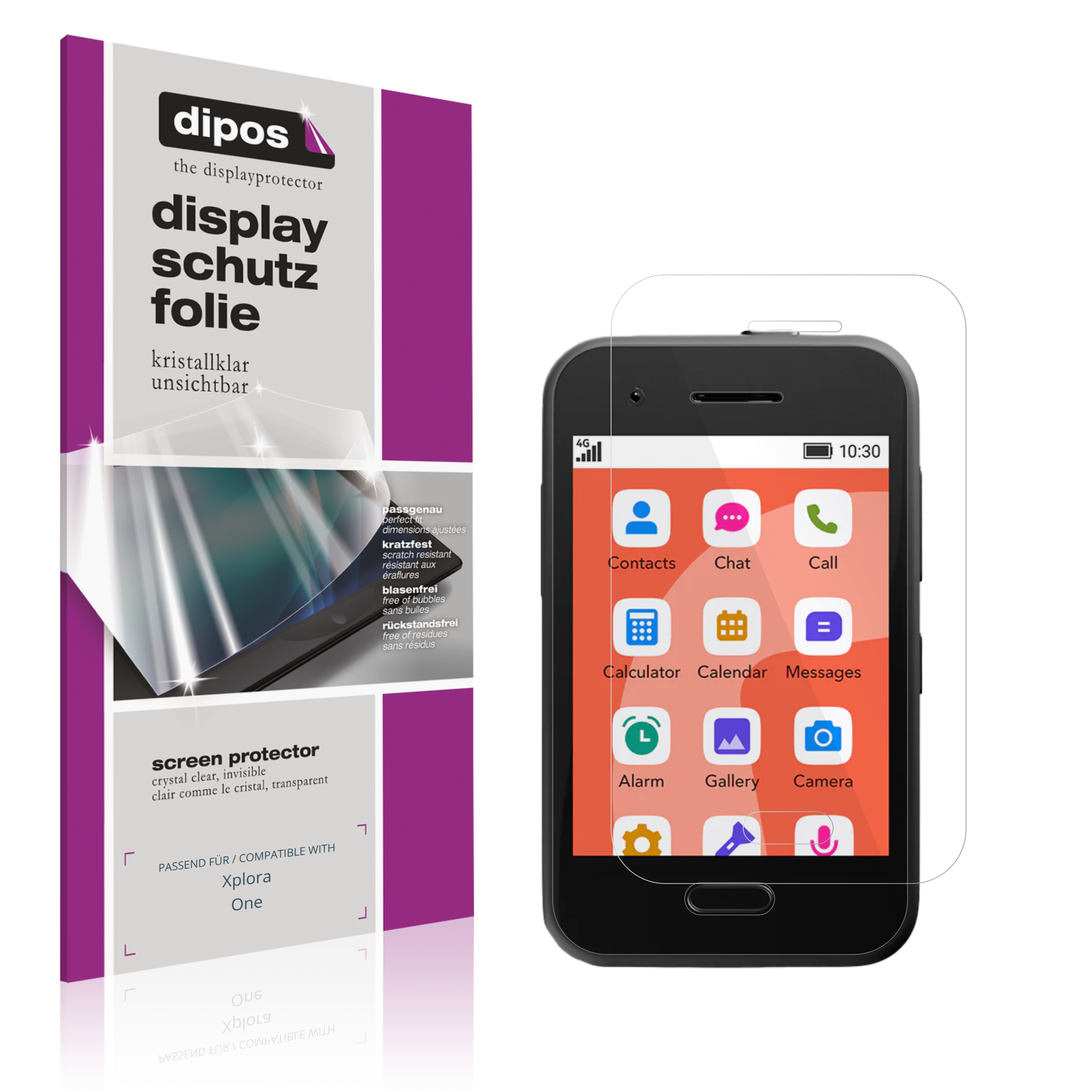Klare Displayschutzfolie von dipos passend für Xplora One, präziser Zuschnitt und blasenfrei montiert