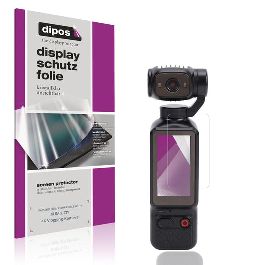 Klare Displayschutzfolie von dipos passend für XUMIUZIY 4K Vlogging-Kamera, präziser Zuschnitt und blasenfrei montiert