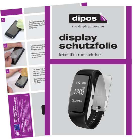 Klare Displayschutzfolie von dipos passend für Yamay HR4 Fitness Tracker, präziser Zuschnitt und blasenfrei montiert