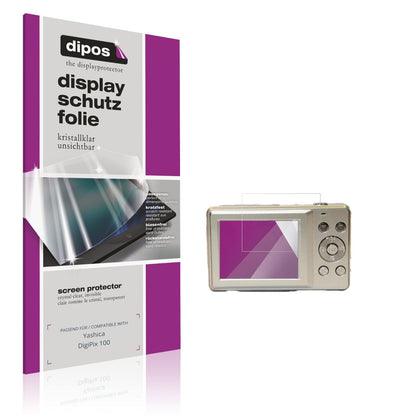 Klare Displayschutzfolie von dipos passend für Yashica DigiPix 100, präziser Zuschnitt und blasenfrei montiert