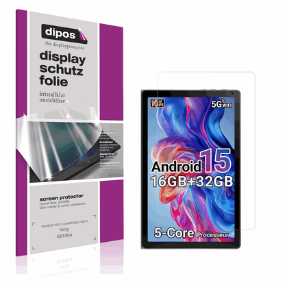 Klare Displayschutzfolie von dipos passend für Yicty KB1004, präziser Zuschnitt und blasenfrei montiert