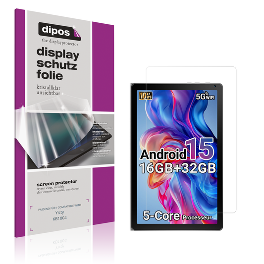 Klare Displayschutzfolie von dipos passend für Yicty KB1004, präziser Zuschnitt und blasenfrei montiert