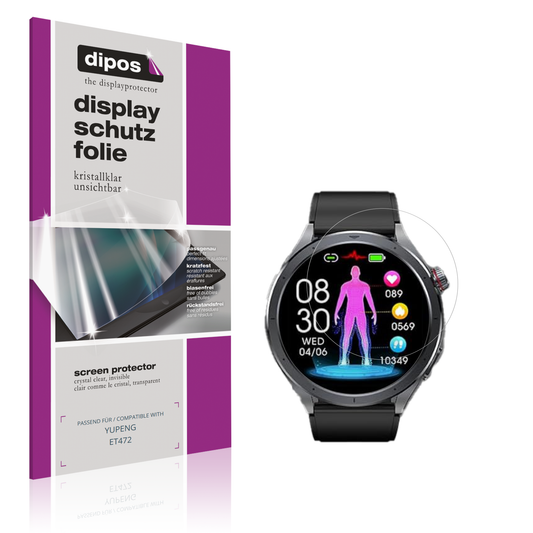 Klare Displayschutzfolie von dipos passend für YUPENG ET472, präziser Zuschnitt und blasenfrei montiert