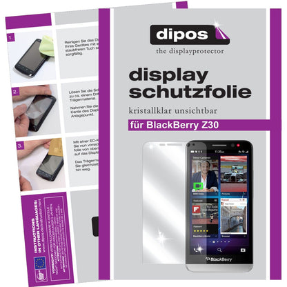 Klare Displayschutzfolie von dipos passend für Z30 Blackberry, präziser Zuschnitt und blasenfrei montiert