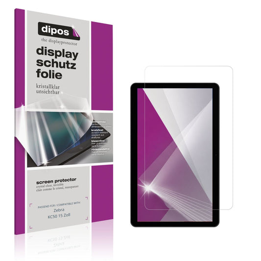 Klare Displayschutzfolie von dipos passend für Zebra KC50 15 Zoll, präziser Zuschnitt und blasenfrei montiert