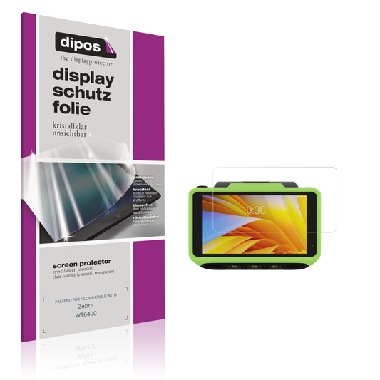 Klare Displayschutzfolie von dipos passend für Zebra WT6400, präziser Zuschnitt und blasenfrei montiert