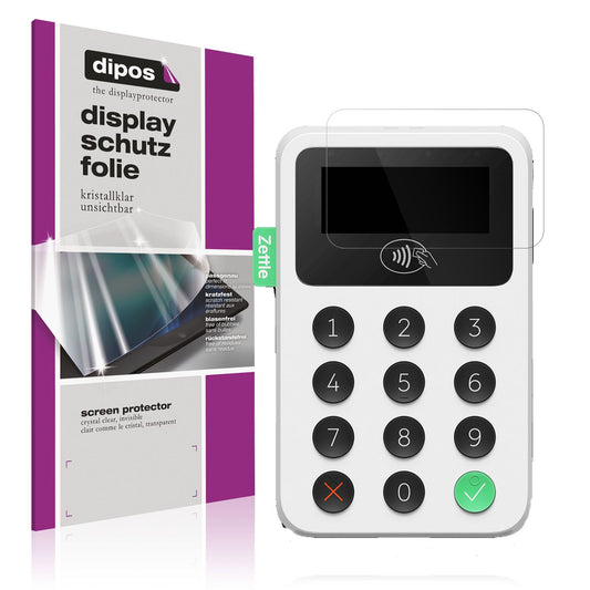 Klare Displayschutzfolie von dipos passend für Zettle Reader 2, präziser Zuschnitt und blasenfrei montiert