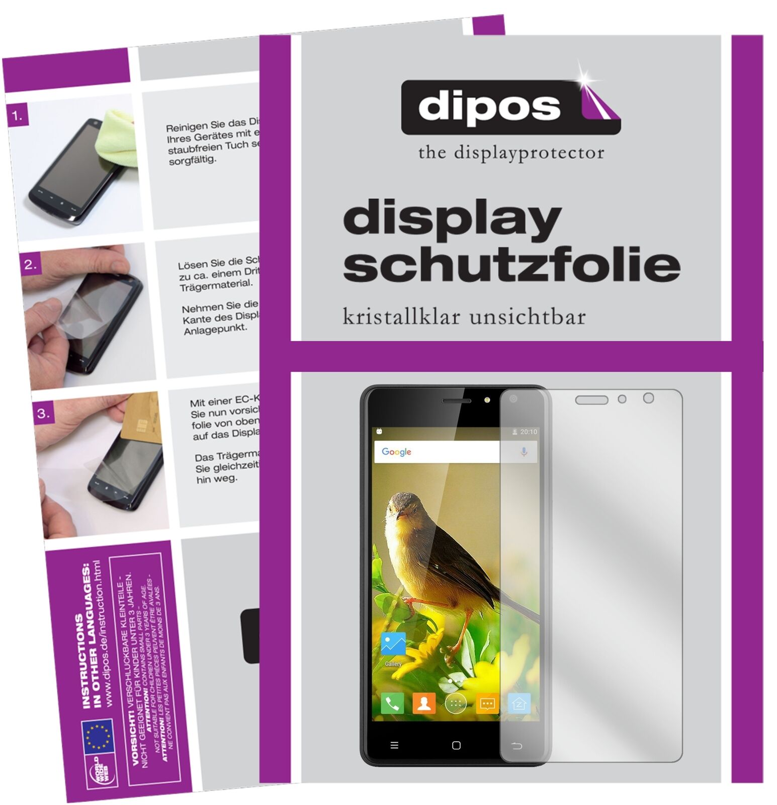 Klare Displayschutzfolie von dipos passend für ZOPO C2, präziser Zuschnitt und blasenfrei montiert