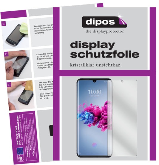 Klare Displayschutzfolie von dipos passend für ZTE Axon 11 5G, präziser Zuschnitt und blasenfrei montiert