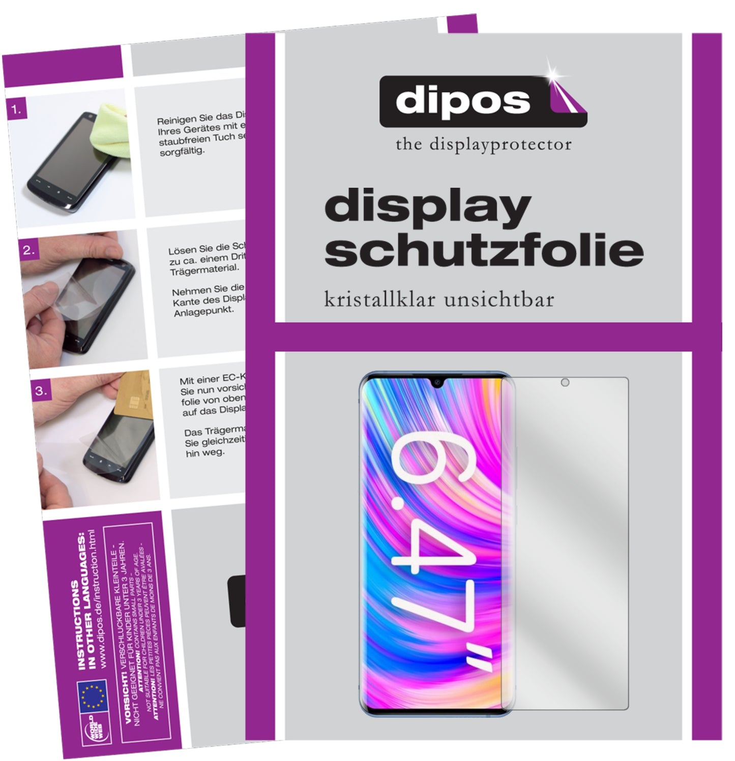 Klare Displayschutzfolie von dipos passend für ZTE Blade 20 Pro 5G, präziser Zuschnitt und blasenfrei montiert