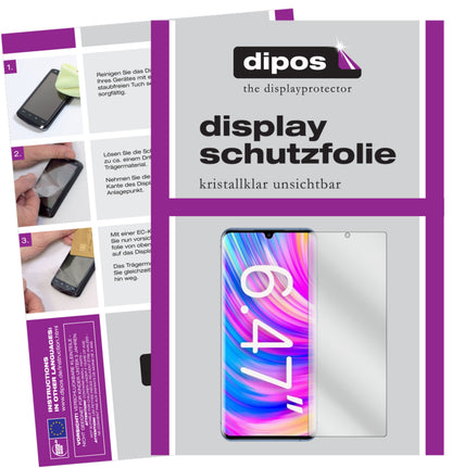 Klare Displayschutzfolie von dipos passend für ZTE Blade 20 Pro 5G, präziser Zuschnitt und blasenfrei montiert