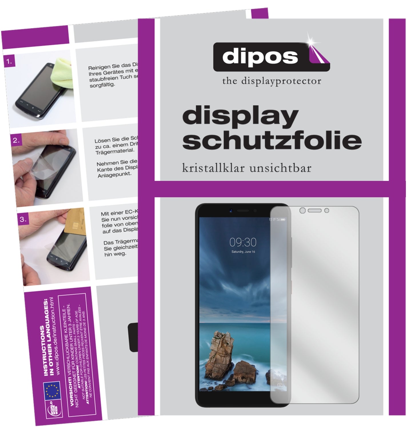 Klare Displayschutzfolie von dipos passend für ZTE Blade A7 Vita, präziser Zuschnitt und blasenfrei montiert