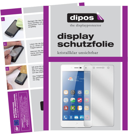 Klare Displayschutzfolie von dipos passend für ZTE Blade L7, präziser Zuschnitt und blasenfrei montiert