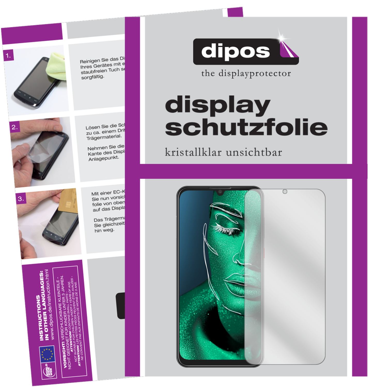 Klare Displayschutzfolie von dipos passend für ZTE Blade V10, präziser Zuschnitt und blasenfrei montiert