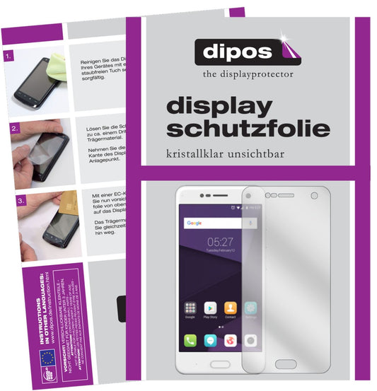 Klare Displayschutzfolie von dipos passend für ZTE Blade V8, präziser Zuschnitt und blasenfrei montiert