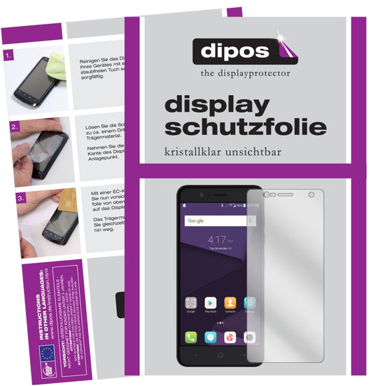 Klare Displayschutzfolie von dipos passend für ZTE Blade V8 Mini, präziser Zuschnitt und blasenfrei montiert