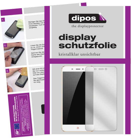 Klare Displayschutzfolie von dipos passend für ZTE Nubia N1, präziser Zuschnitt und blasenfrei montiert