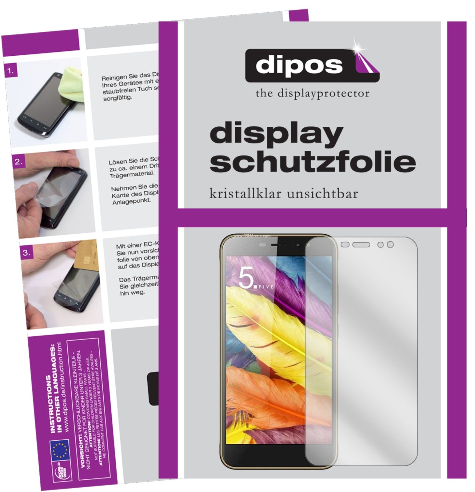 Klare Displayschutzfolie von dipos passend für ZTE Nubia N1 Lite, präziser Zuschnitt und blasenfrei montiert