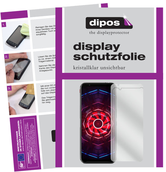 Klare Displayschutzfolie von dipos passend für nubia Red Magic 3s, präziser Zuschnitt und blasenfrei montiert