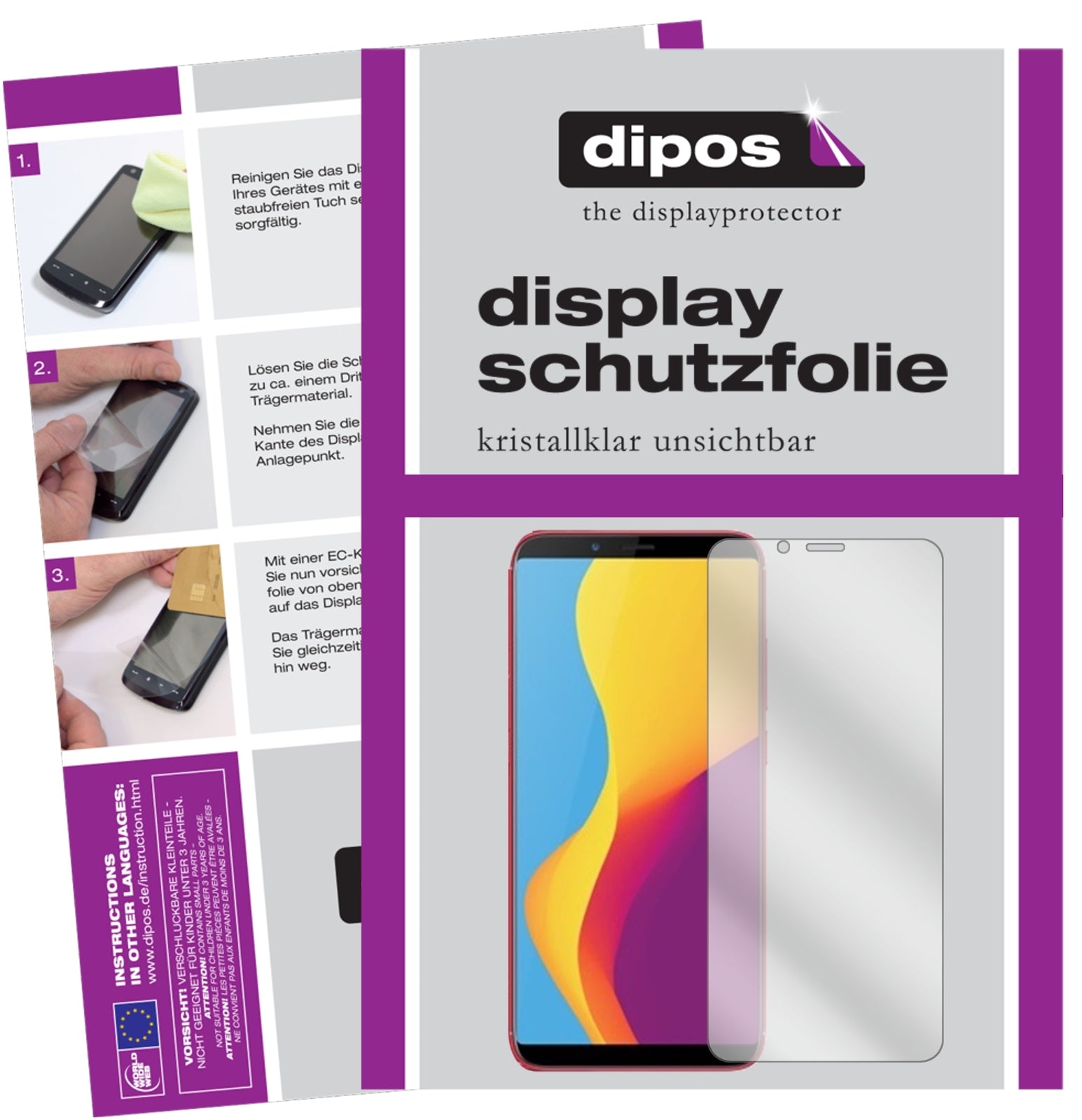 Klare Displayschutzfolie von dipos passend für ZTE Nubia V18, präziser Zuschnitt und blasenfrei montiert