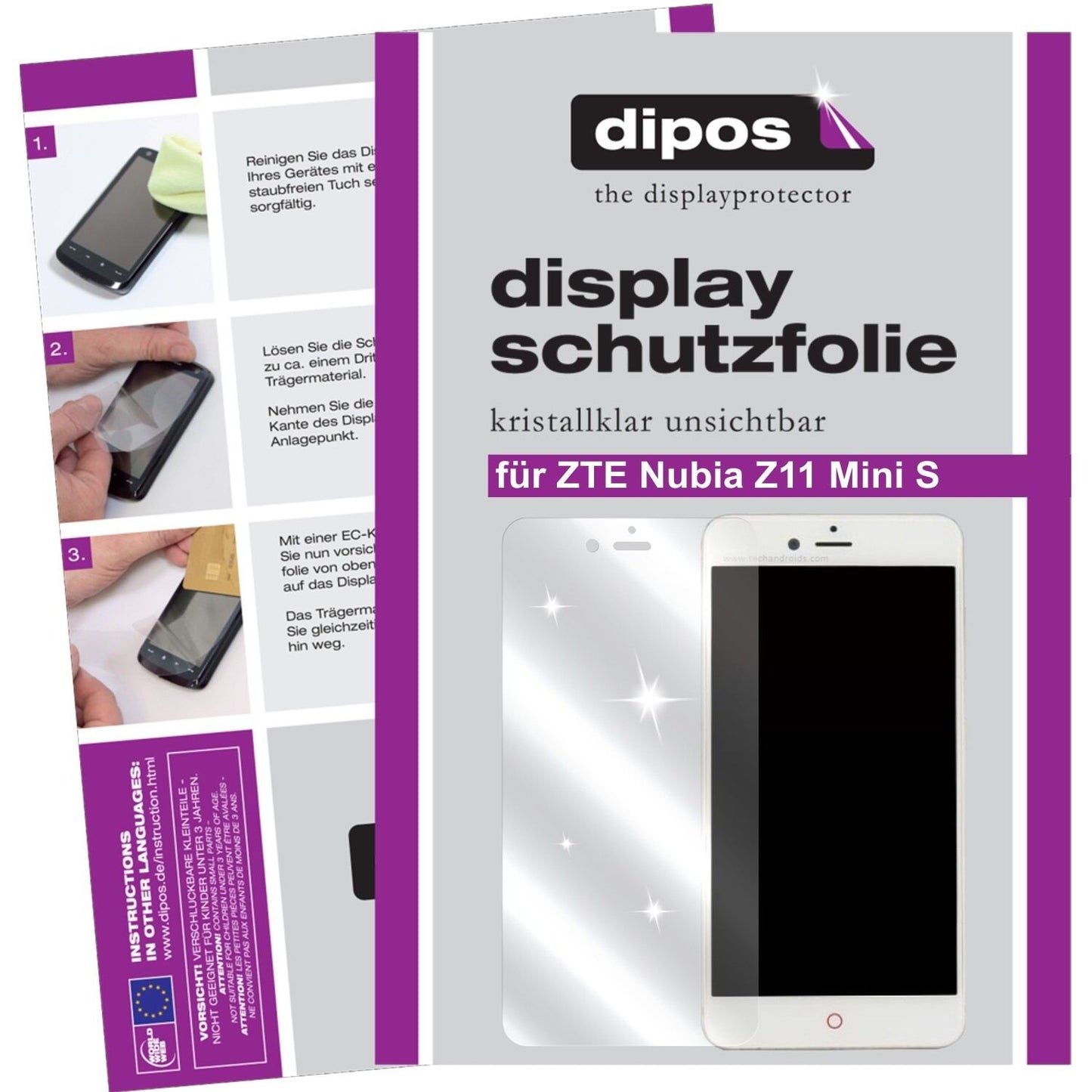 Klare Displayschutzfolie von dipos passend für ZTE Nubia Z11 mini S, präziser Zuschnitt und blasenfrei montiert