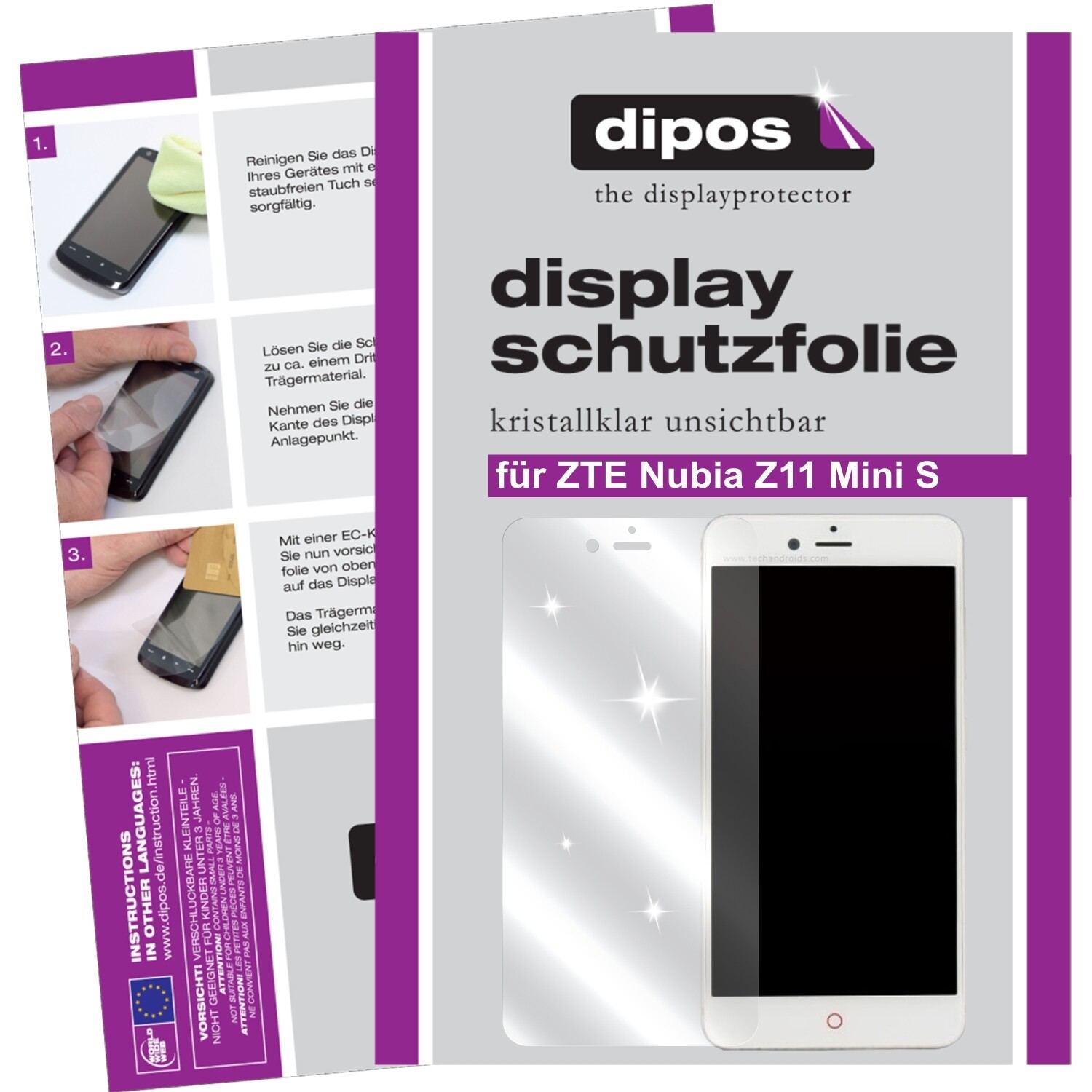 Klare Displayschutzfolie von dipos passend für ZTE Nubia Z11 mini S, präziser Zuschnitt und blasenfrei montiert