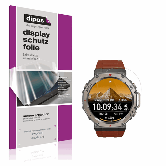 Klare Displayschutzfolie von dipos passend für ZWOIVHE Sekoda GPS, präziser Zuschnitt und blasenfrei montiert