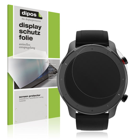Matte Displayschutzfolie von dipos passend für 47mm Durchmesser Uhr, präziser Zuschnitt und blasenfrei montiert
