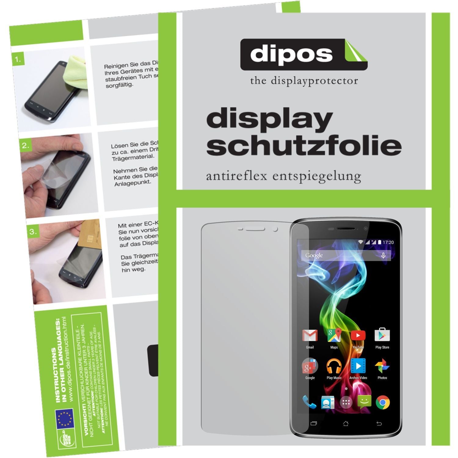 Matte Displayschutzfolie von dipos passend für 52 Platinum Archos, präziser Zuschnitt und blasenfrei montiert