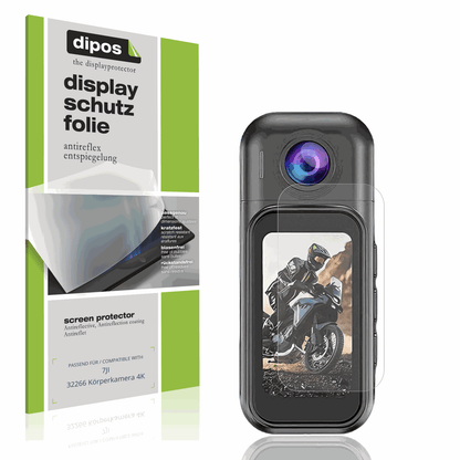 Matte Displayschutzfolie von dipos passend für 7JI 32266 Körperkamera 4K, präziser Zuschnitt und blasenfrei montiert