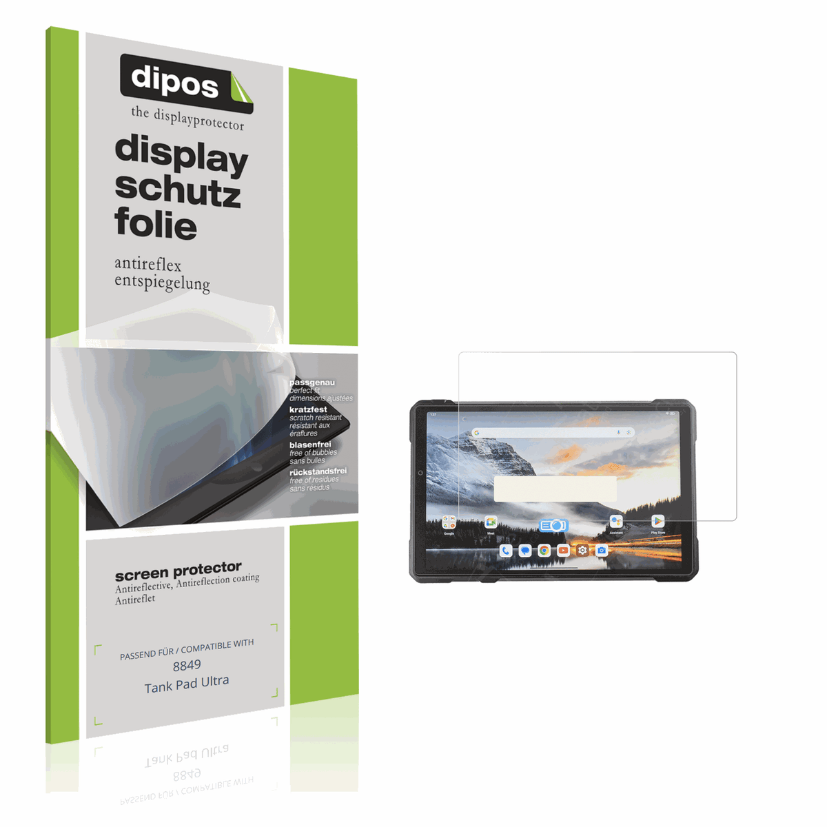 Matte Displayschutzfolie von dipos passend für 8849 Tank Pad Ultra, präziser Zuschnitt und blasenfrei montiert