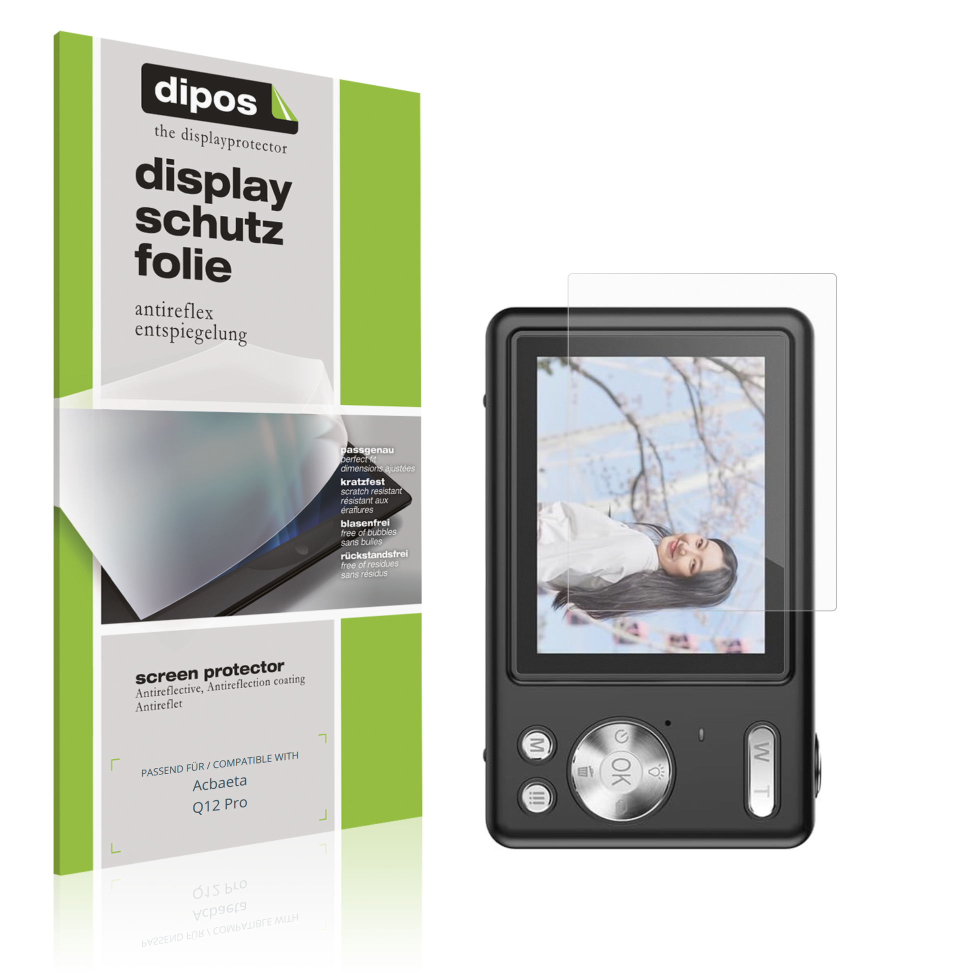 Matte Displayschutzfolie von dipos passend für Acbaeta Q12 Pro, präziser Zuschnitt und blasenfrei montiert