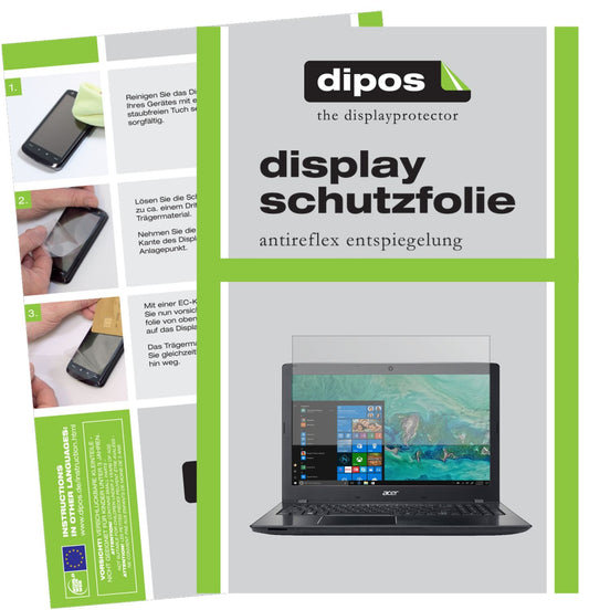 Matte Displayschutzfolie von dipos passend für Acer Aspire E 15 Start, präziser Zuschnitt und blasenfrei montiert