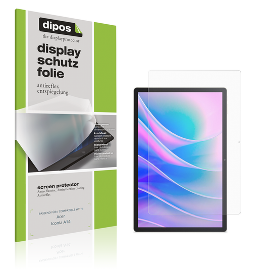 Matte Displayschutzfolie von dipos passend für Acer Iconia A14, präziser Zuschnitt und blasenfrei montiert