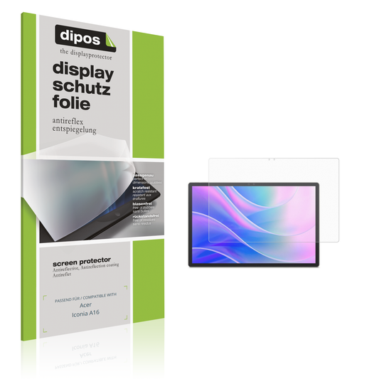 Matte Displayschutzfolie von dipos passend für Acer Iconia A16, präziser Zuschnitt und blasenfrei montiert
