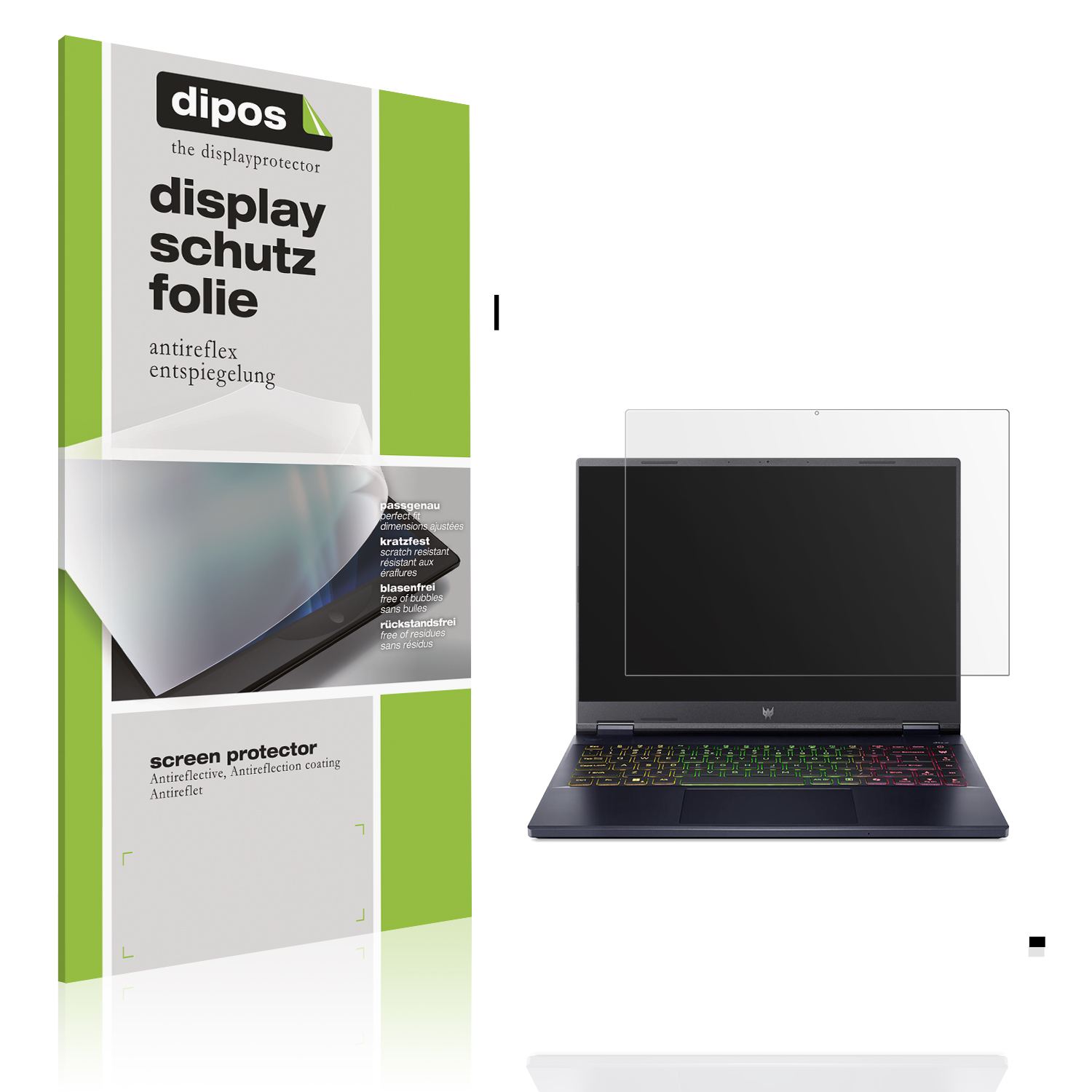 Matte Displayschutzfolie von dipos passend für Acer Predator Helios Neo 14 AI, präziser Zuschnitt und blasenfrei montiert