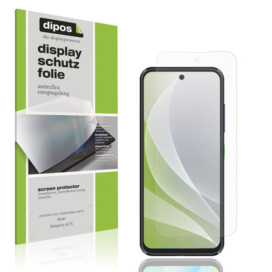 Matte Displayschutzfolie von dipos passend für Acer Sospiro A15, präziser Zuschnitt und blasenfrei montiert