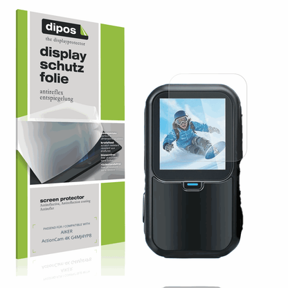 Matte Displayschutzfolie von dipos passend für AIKER ActionCam 4K G4MJ4YP8, präziser Zuschnitt und blasenfrei montiert