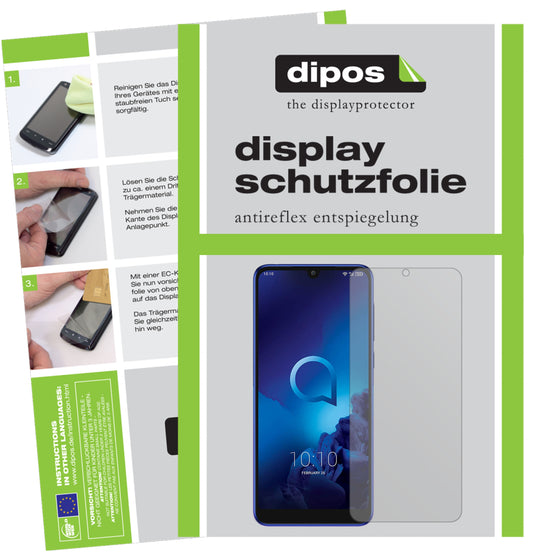 Matte Displayschutzfolie von dipos passend für Alcatel 3 (2019), präziser Zuschnitt und blasenfrei montiert