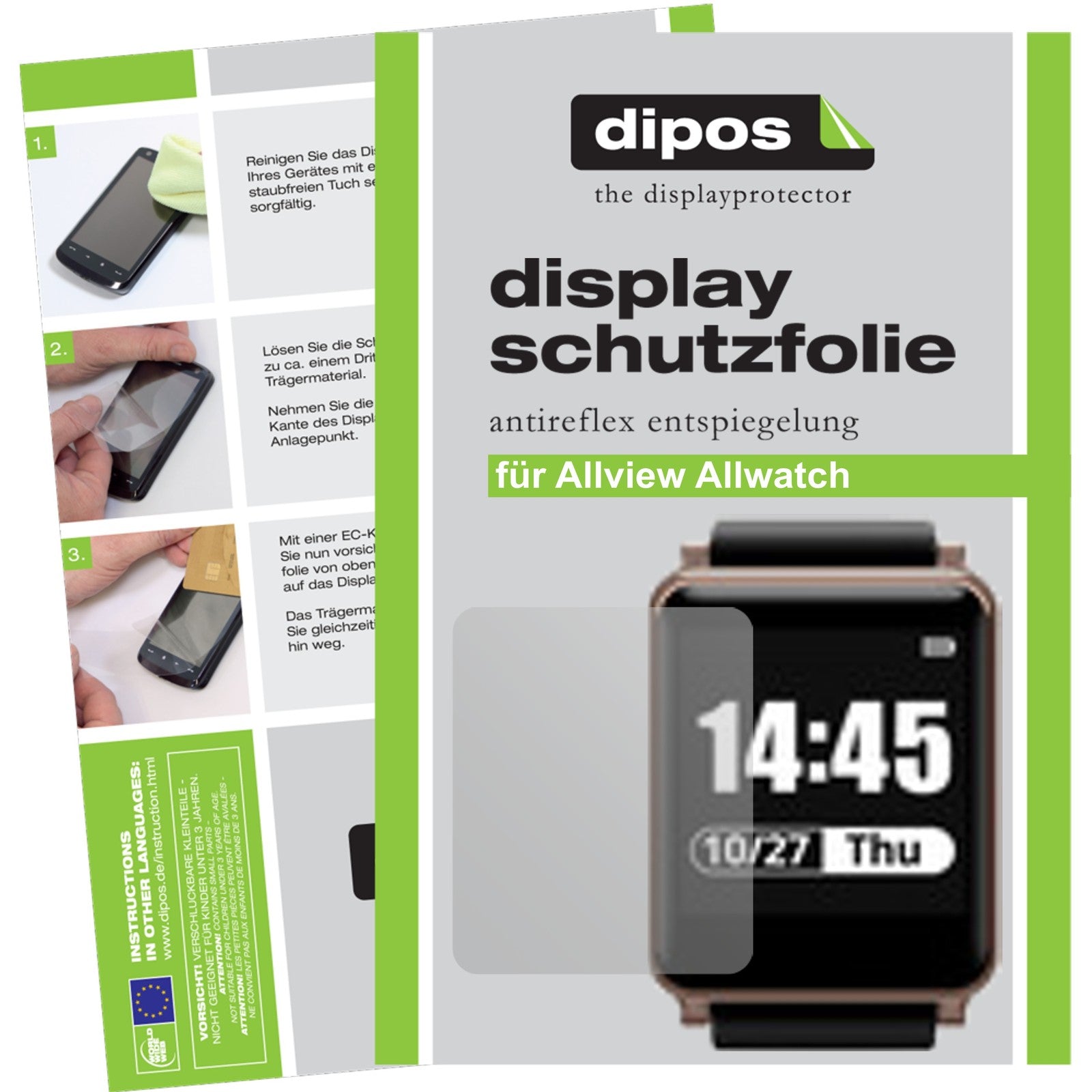 Matte Displayschutzfolie von dipos passend für Allview Allwatch, präziser Zuschnitt und blasenfrei montiert