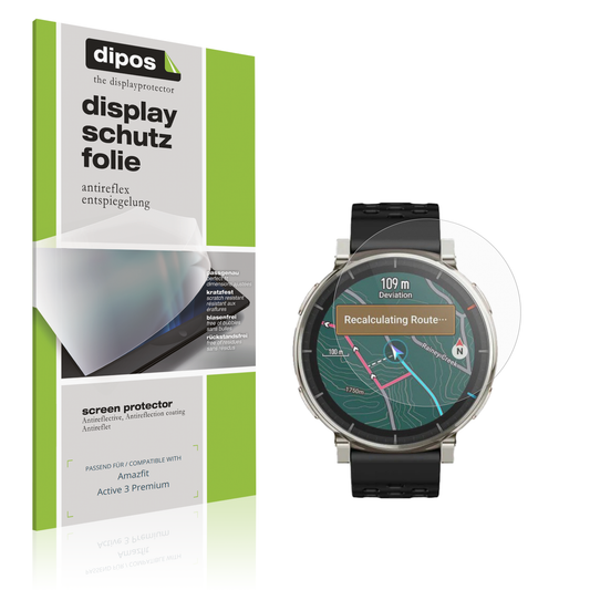Matte Displayschutzfolie von dipos passend für Amazfit Active 3 Premium, präziser Zuschnitt und blasenfrei montiert